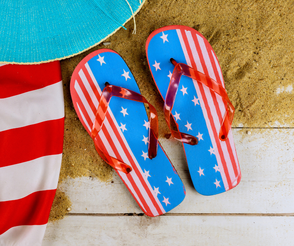 4th of July sandals and flag